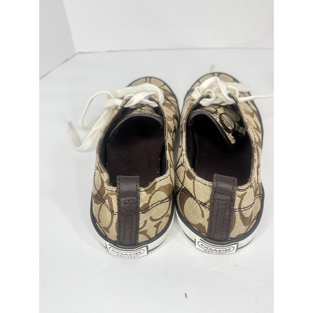 Coach Suzy Sneakers Women 6.5B Brown Signature C Canvas Monogram Low Top Shoes - Picture 15 of 16